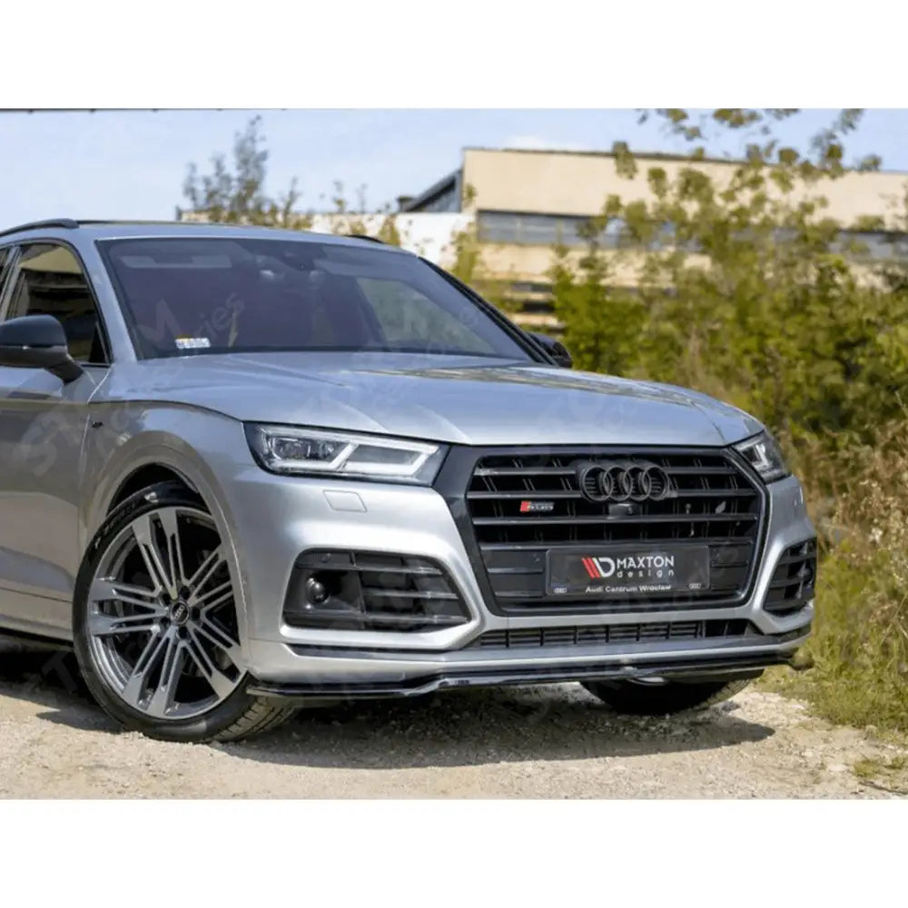 Maxton Front Splitter Gloss Black For Audi Sq5/q5 S-line Mk2 2017+