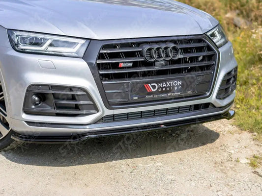 Maxton Front Splitter Gloss Black For Audi Sq5/q5 S-line Mk2 2017+