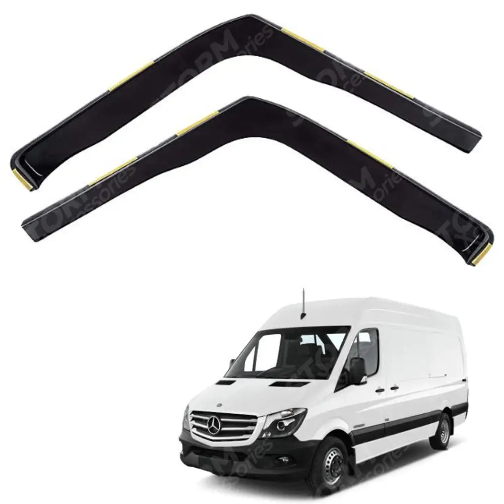 Mercedes Sprinter 2018 On Stx Internal Wind Deflectors - 2pcs - Clip In Fitment - Dark Smoke - W166