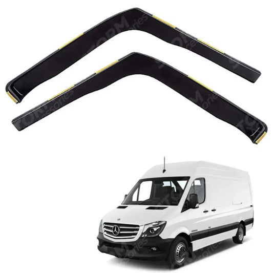 Mercedes Sprinter 2018 On Stx Internal Wind Deflectors - 2pcs - Clip In Fitment - Dark Smoke - W166