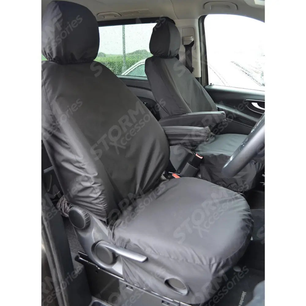 Mercedes Vito 2015 On Front Single Seat Covers - Black