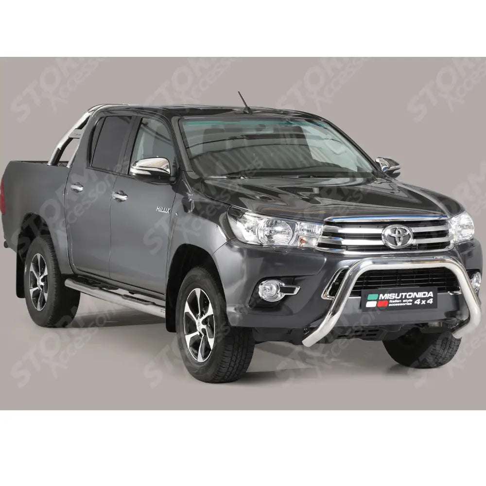 Misutonida Eu Approved Front A Bar 76mm Stainless Finish For Toyota Hilux 2016-2020