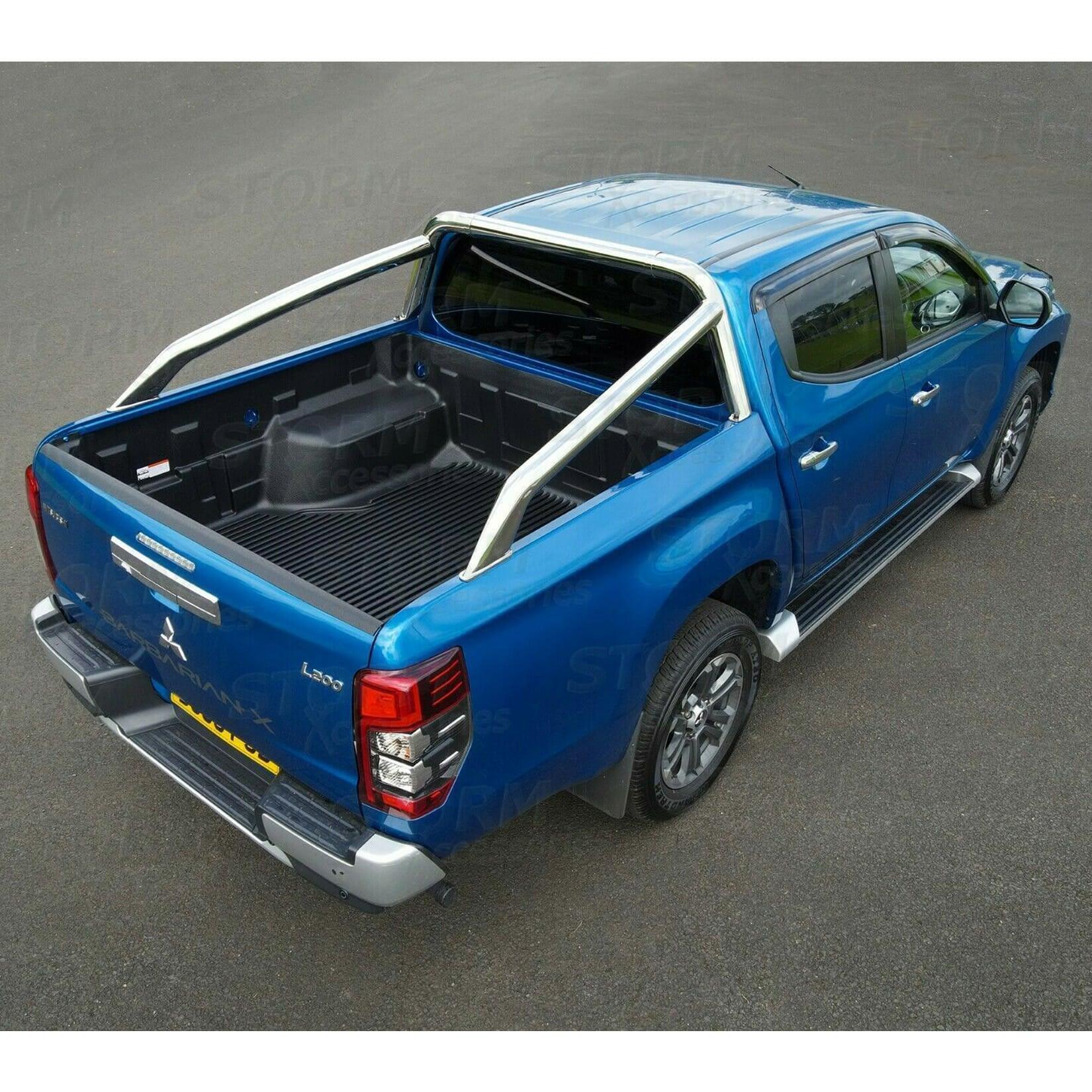 MITSUBISHI L200 SERIES 5 - 6 - LONG BED - FIAT FULLBACK - STAINLESS STEEL LONG REACH SPORT ROLL BAR - Storm Xccessories2