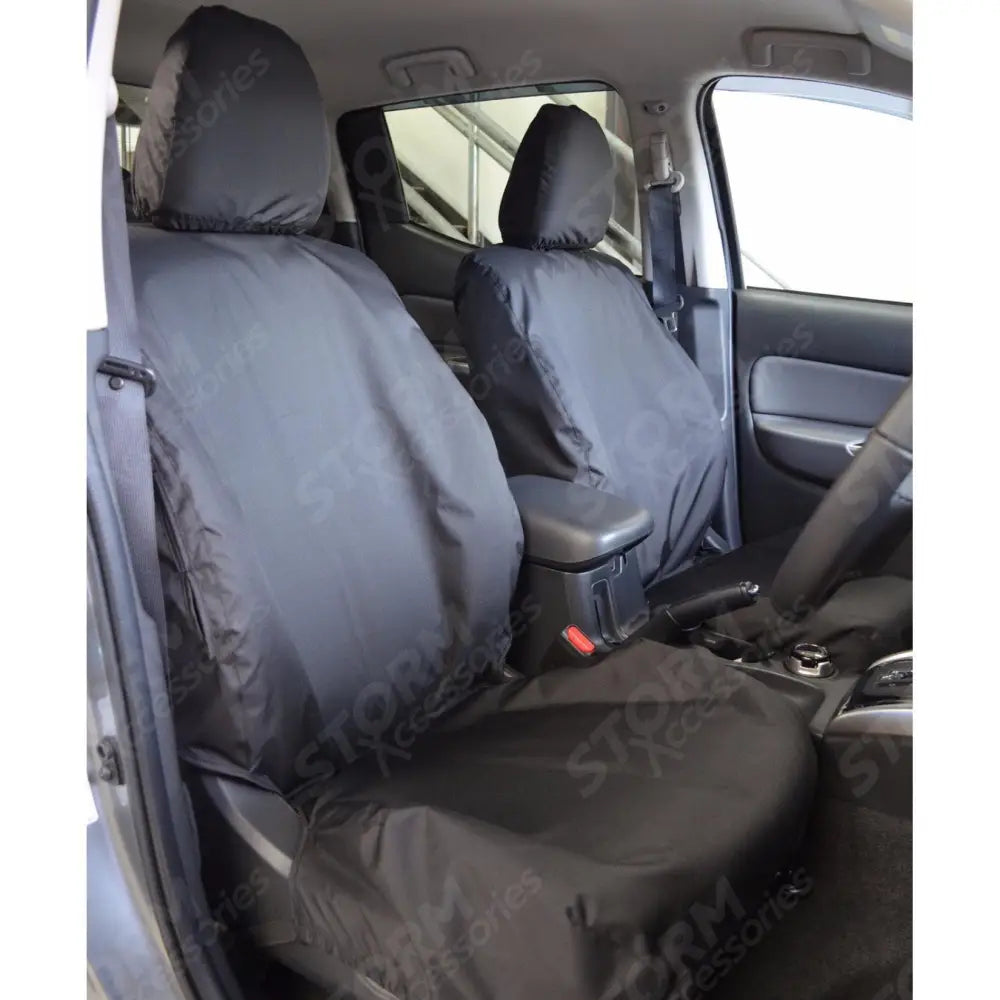 Mk7 Front Seat Covers Pair Black For Mitsubishi L200 2015 On