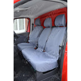 Non-folding Double Passenger Seat Covers Grey For Renault Trafic - Vauxhall Vivaro - 2014 On