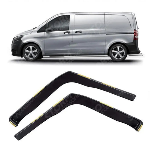 On Stx Wind Deflectors W116 2pcs Clip In Fitment Dark Smoke For Mercedes Vito W447 2014