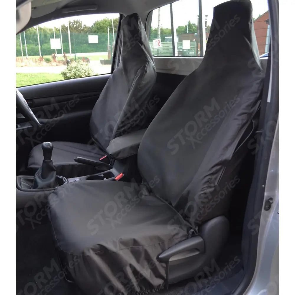 Pair Seat Covers Black For Toyota Hilux Single Cab 2016 On