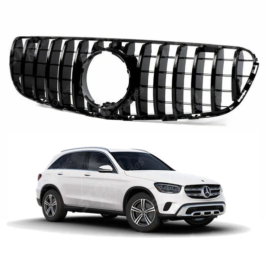 Panamericana Gt Style Upgrade Front Grill Gloss Black For Mercedes Glc X253 2015 - 2019