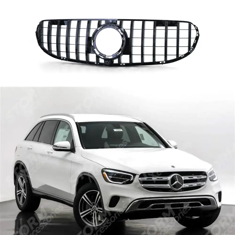 Panamericana Gt Style Upgrade Front Grill Gloss Black For Mercedes Glc X253 2019-2022