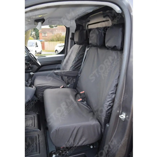 Peugeot Boxer Van 2016 On Driver And Double Front Passenger (No Worktray) Seat Covers - Black