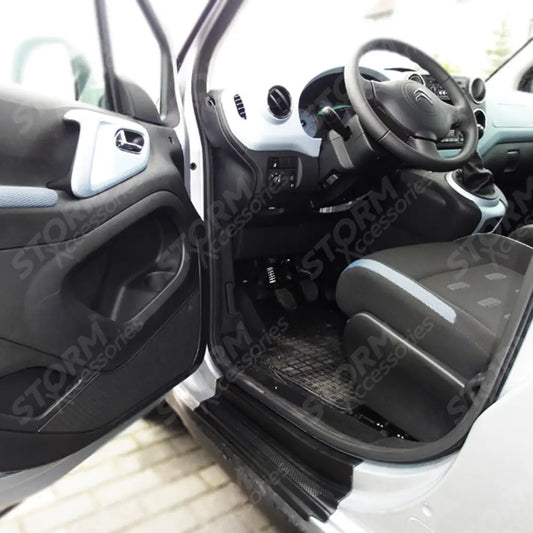Plastic Door Sill Covers 2pc Set Black For Citroen Berlingo - Peugeot Partner - 2008 - 2018