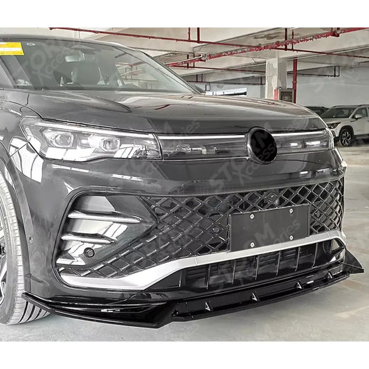 R Line Front Splitter In Gloss Black For Volkswagen Tiguan MK3 2024+