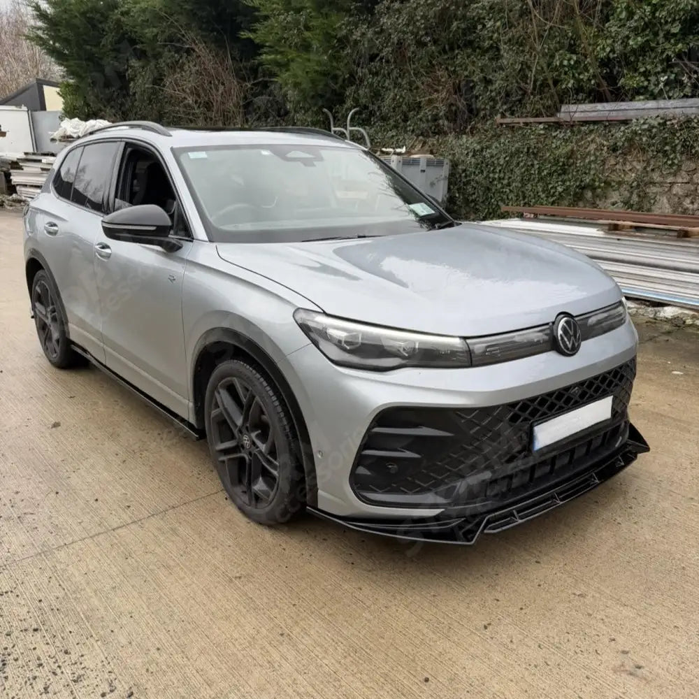 R Line Front Splitter In Gloss Black For Volkswagen Tiguan MK3 2024+