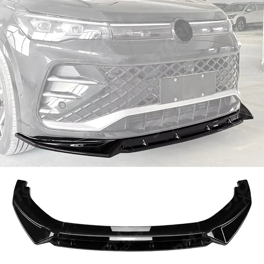 R Line Front Splitter In Gloss Black For Volkswagen Tiguan MK3 2024+