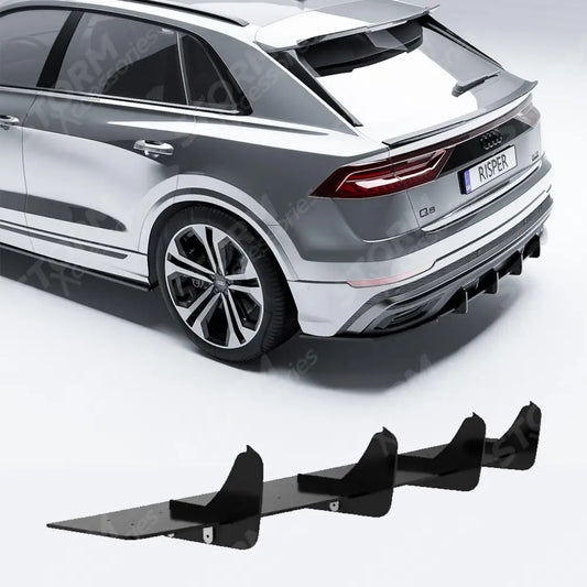 Rear Blade Diffuser In Gloss Black For Audi Q8 S-line 2018 On