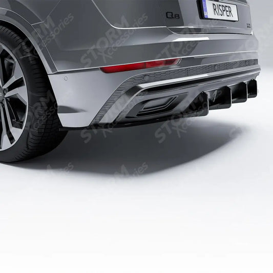 Rear Blade Diffuser In Gloss Black For Audi Q8 S-line 2018 On