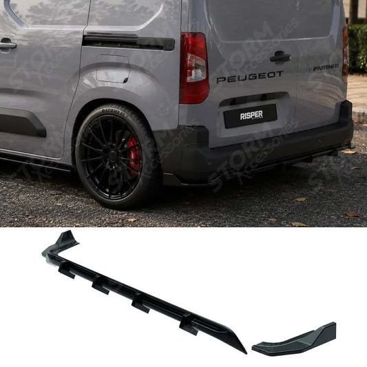 Rear Bumper Splitter in Gloss Black For Peugeot Partner / Citroen Berlingo 2023+