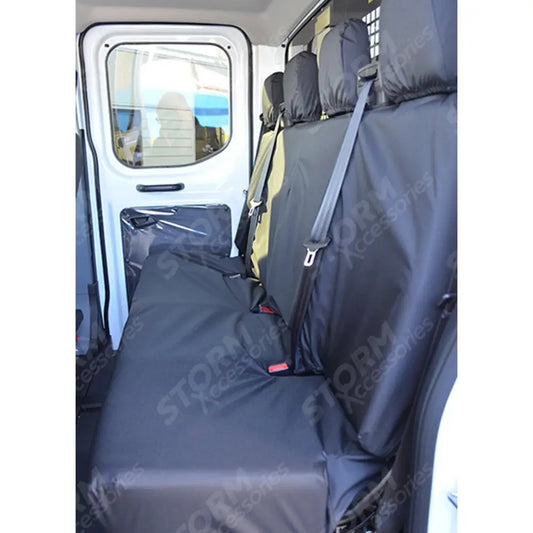 Rear Cab Single Bench 4 Passenger Seat Covers Black For Ford Transit 2014 On