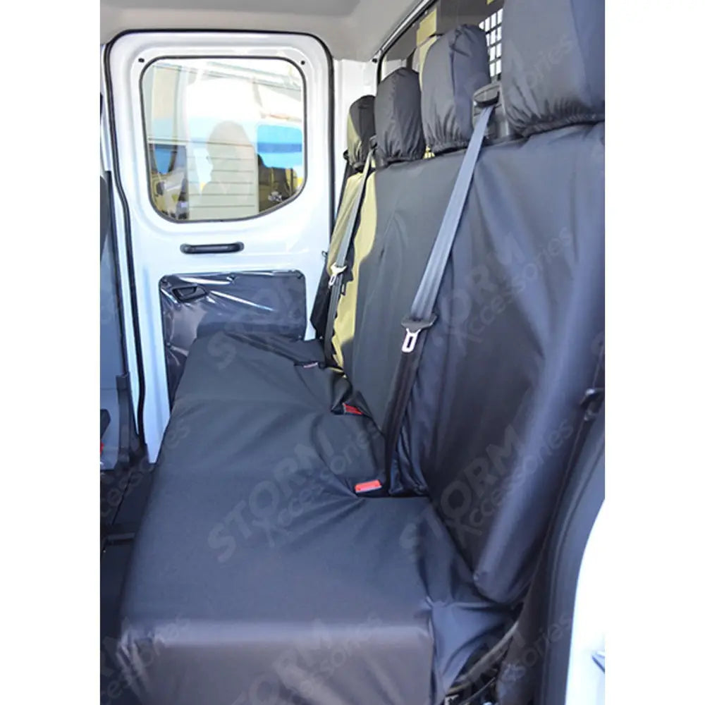 Rear Cab Single Bench 4 Passenger Seat Covers Black For Ford Transit 2014 On