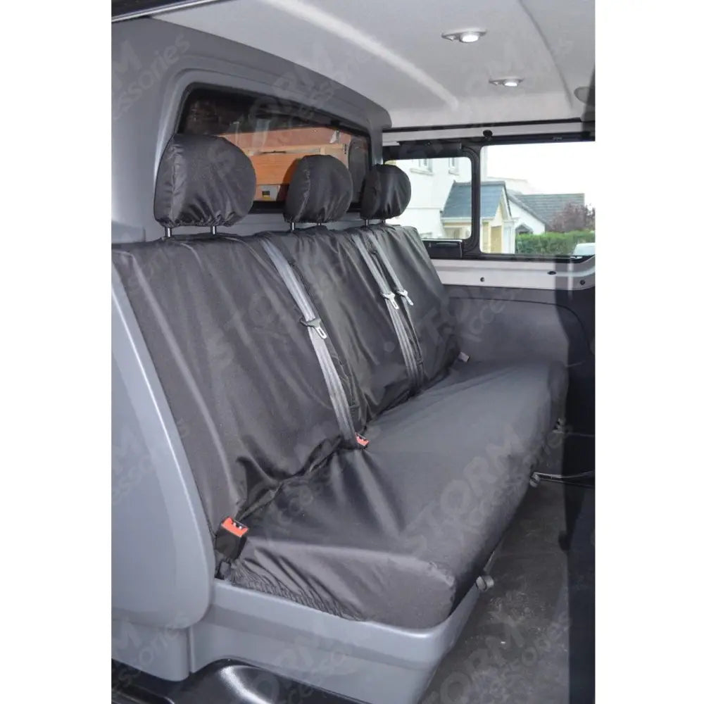 Rear Crew Cab 3-seater Seat Covers In Black For Vauxhall Vivaro 2014-2019 / Renault Trafic 2014 On
