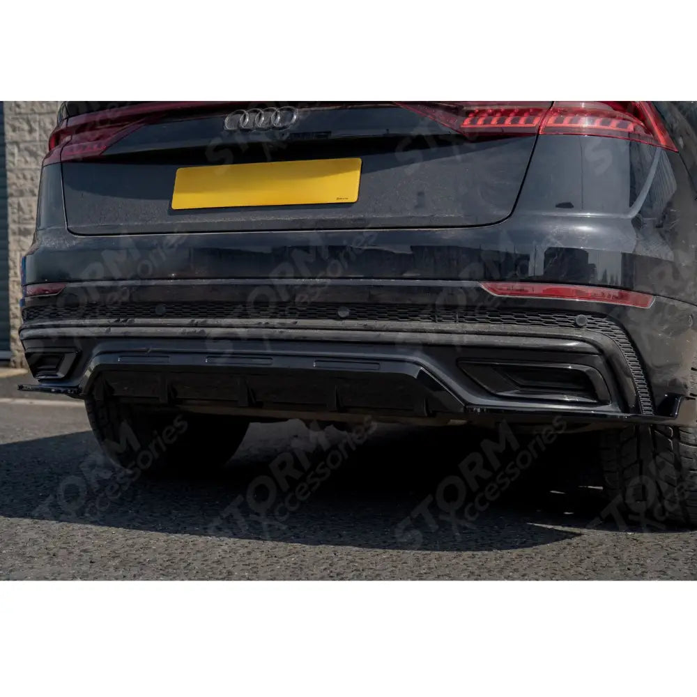 Rear Diffuser & Side Splitters In Gloss Black For Audi Q8 S Line 2023+