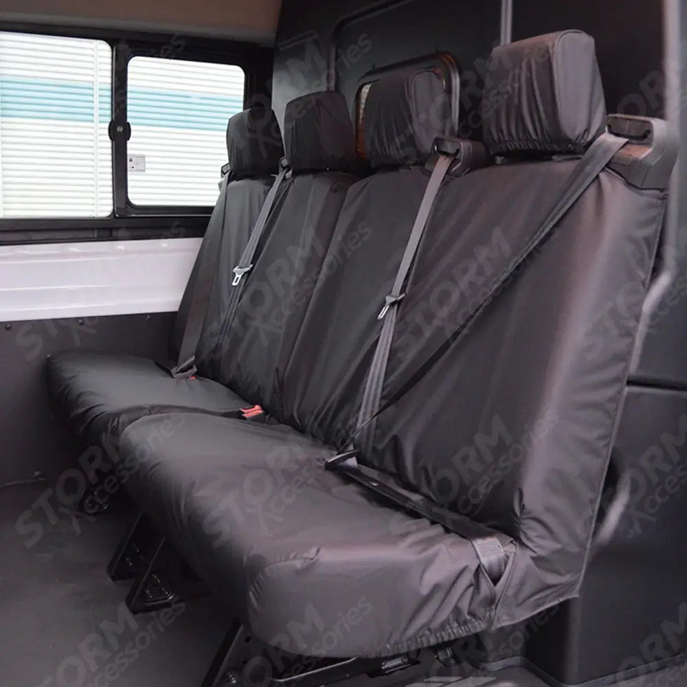 Rear Seat Covers 4 Passengers Pair Black For Ford Transit 2014 On Double Cab (Dciv)