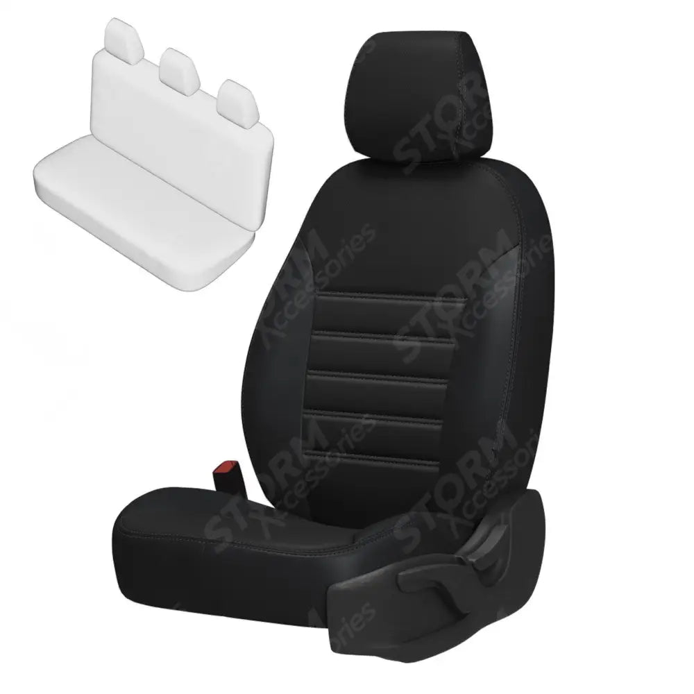 Rear Seat Covers Pu Leather In Black For Vw Transporter T6 2016 - 2024