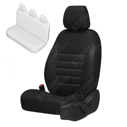 Rear Seat Covers Pu Leather In Black For Vw Transporter T6 2016 - 2024