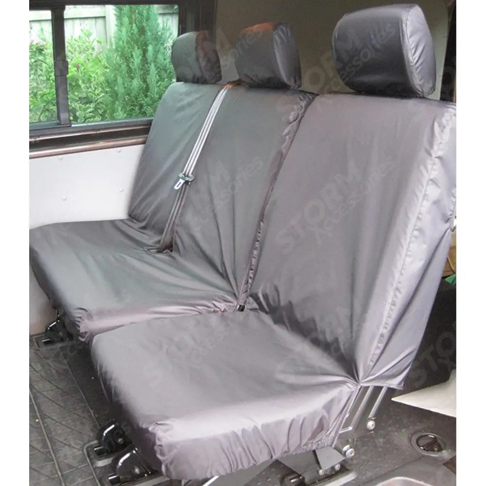 Rear Single And Double Passenger Seat Covers Black For Vw Transporter T5 T6 2010 - 2024