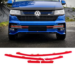 Vw T6.1 2019 On Transporter Front Bumper Lower 5pcs Grille Trim Inserts Choose Colour Red