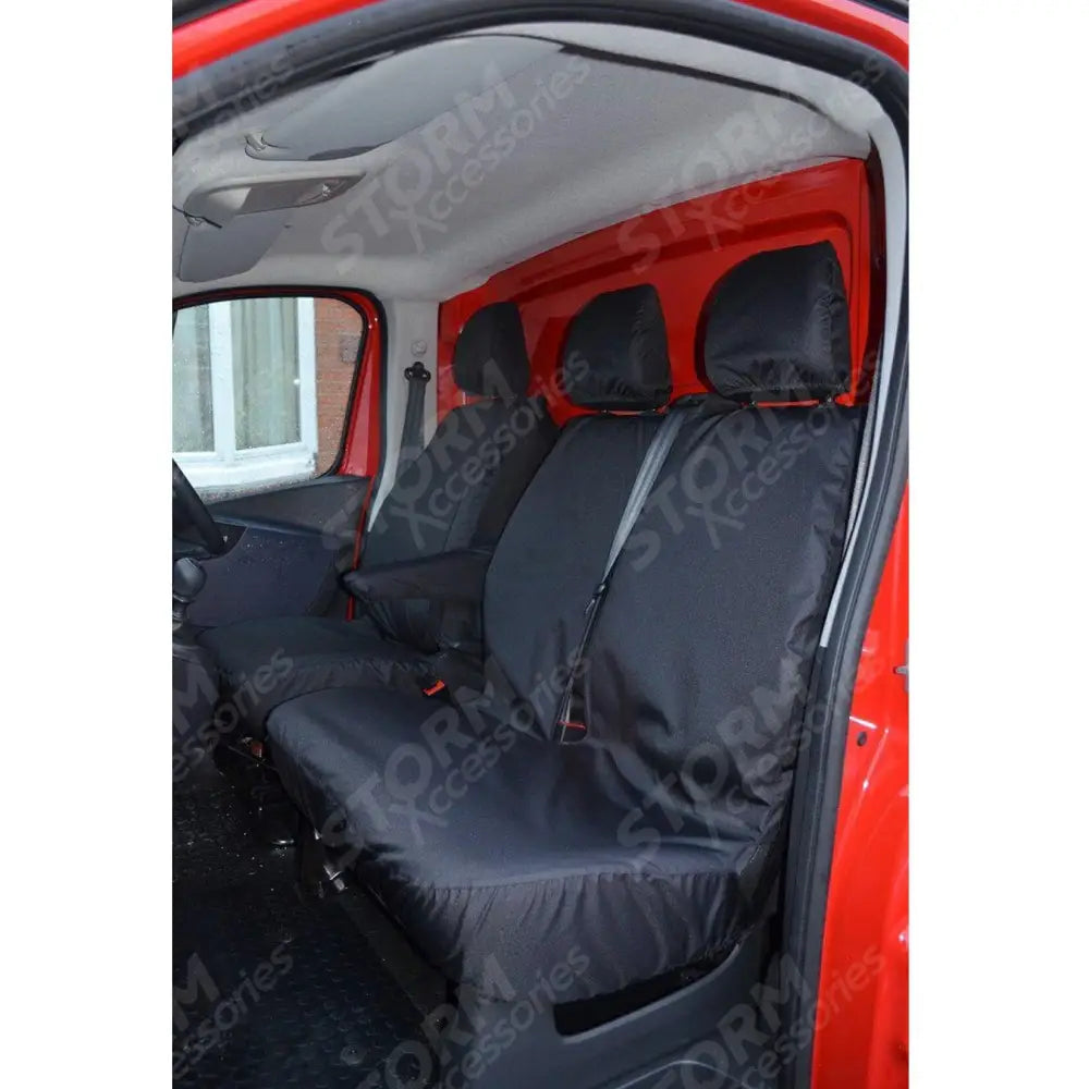 Renault Trafic 2014 On - Vauxhall Vivaro 2014-2019 - Non-folding Double Pass Seat Covers - Black