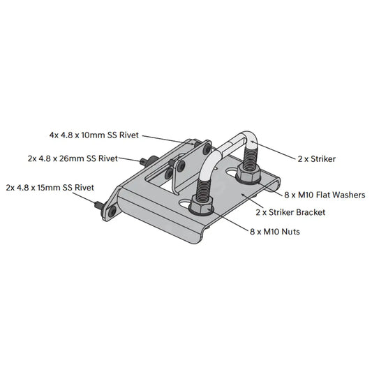 Replacement Egr Aluminium Tonneau Cover F-Type Lock Striker Kit