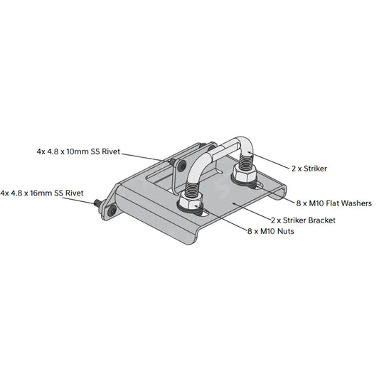 Replacement Egr Aluminium Tonneau Cover H-Type Lock Striker Kit