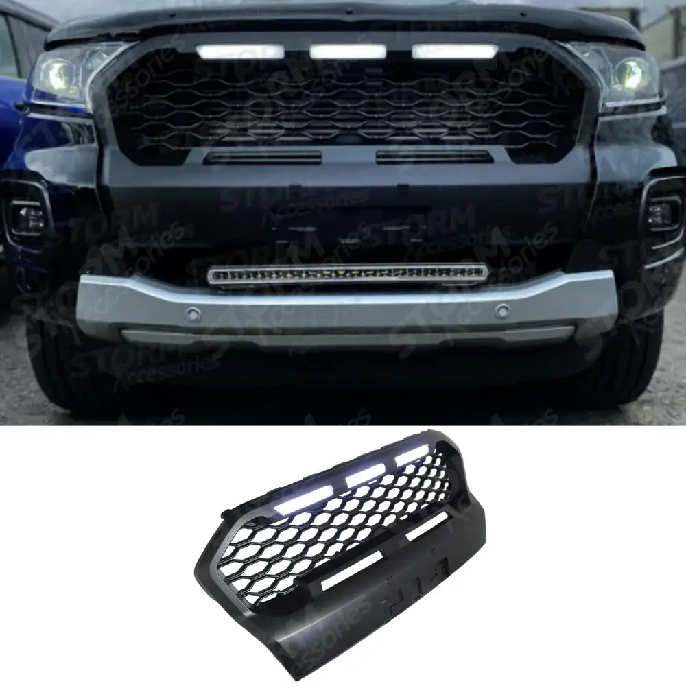 Replacement Led Grill Mesh Black For Ford Ranger T6 2019-2022- Wildtrak