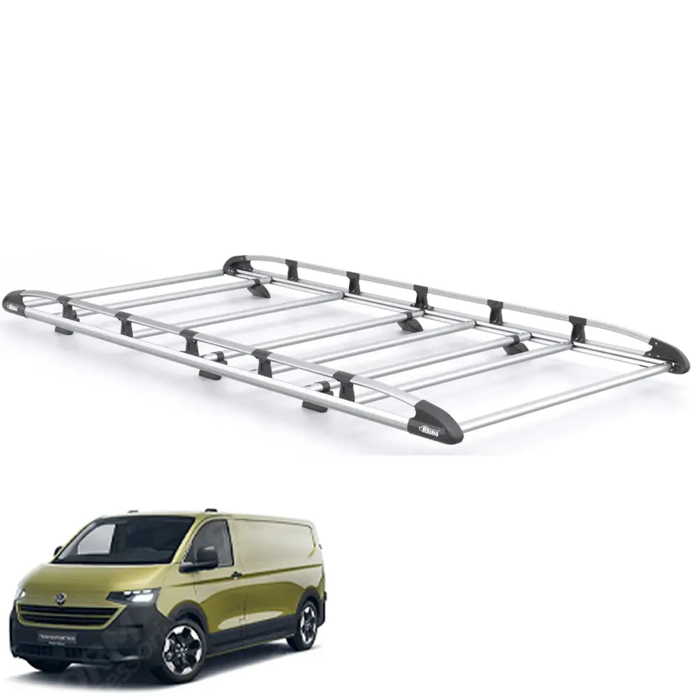 Rhino KammRack Aluminium Van Roof Rack For Volkswagen Transporter T7 2024 On LWB Low Roof (L2H1) Tailgate Rear Door
