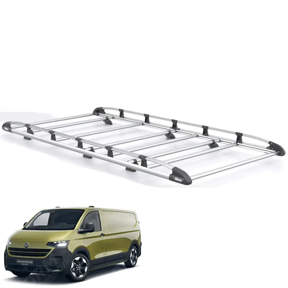 Rhino KammRack Aluminium Van Roof Rack For Volkswagen Transporter T7 2024 On SWB Low Roof (L1H1) Tailgate Rear Door