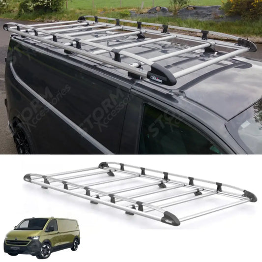 Rhino KammRack Aluminium Van Roof Rack For Volkswagen Transporter T7 2024 On SWB Low Roof (L1H1) Twin Rear Doors