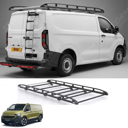 Rhino KammRack Black Aluminium Van Roof Rack For Volkswagen Transporter T7 2024 On LWB Low Roof (L2H1) Twin Rear Doors