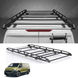 Rhino KammRack Black Aluminium Van Roof Rack For Volkswagen Transporter T7 2024 On SWB Low Roof (L1H1) Tailgate Rear Door