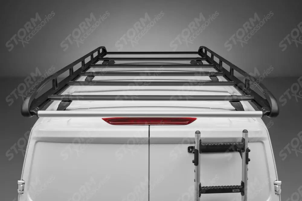 Rhino KammRack Black Aluminium Van Roof Rack - Ford Transit Custom 2023 On SWB Low Roof (L1H1) Tailgate Rear Door