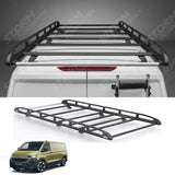Rhino KammRack Black Aluminium Van Roof Rack - Volkswagen Transporter T7 2024 On SWB Low Roof (L1H1) Tailgate Rear Door