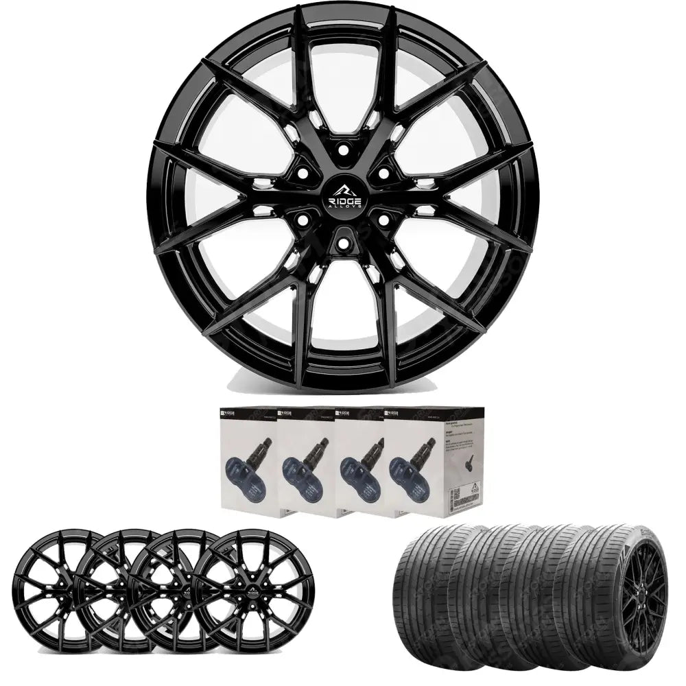 Ridge KN10 Gloss Black 6X120 20 Inch Alloy With Tyre & TPMS Package 245/45/20