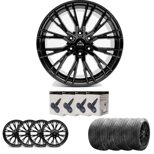 Ridge KN12 Gloss Black 6X120 20 Inch Alloys With Tyre & TPMS Package 245/40/20
