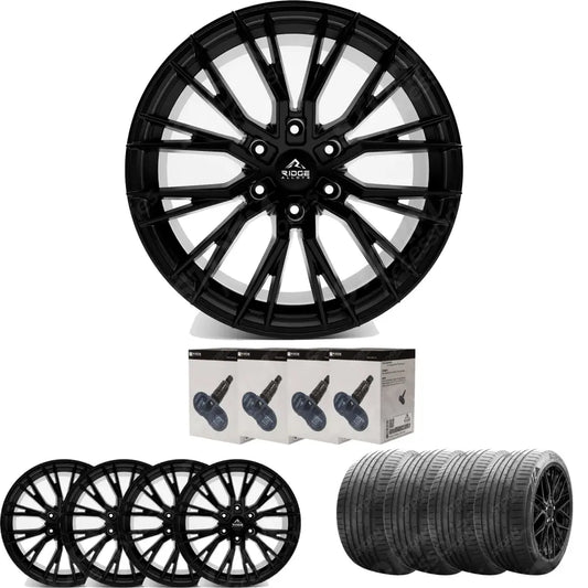 Ridge KN12 Satin Black 6X120 20 Inch Alloys With Tyre & TPMS Package 245/45/20