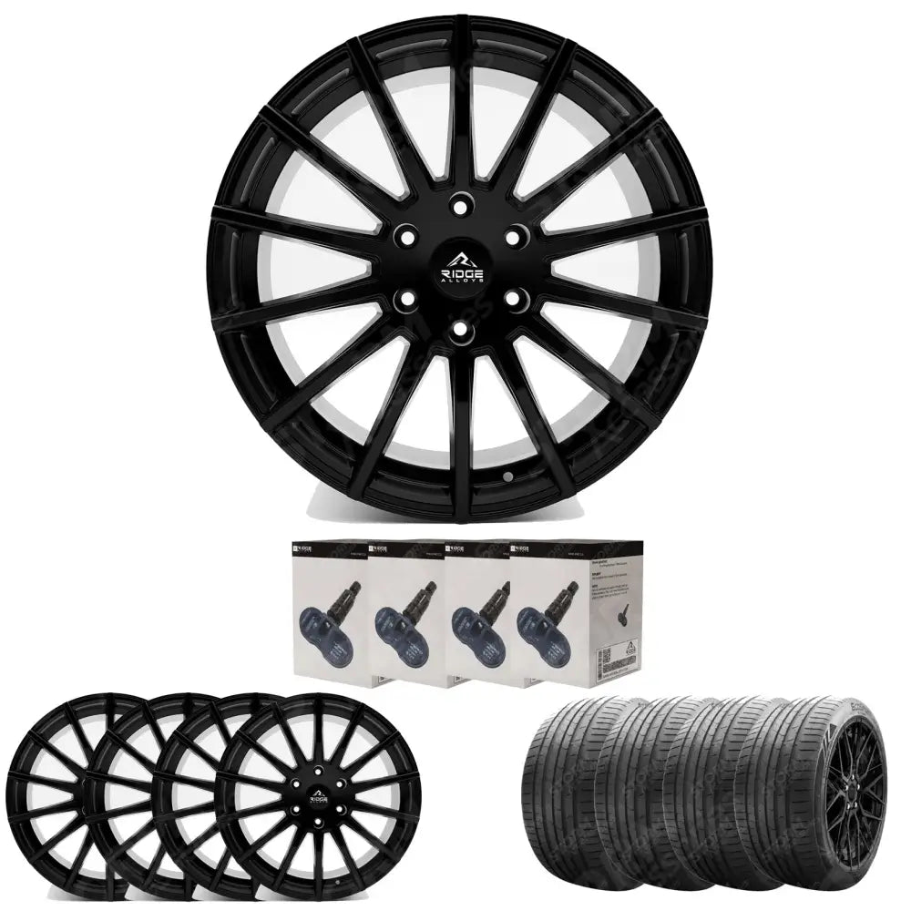 Ridge KN14 Satin Black 6X120 20 Inch Alloys With Tyre & TPMS Package 245/45/20