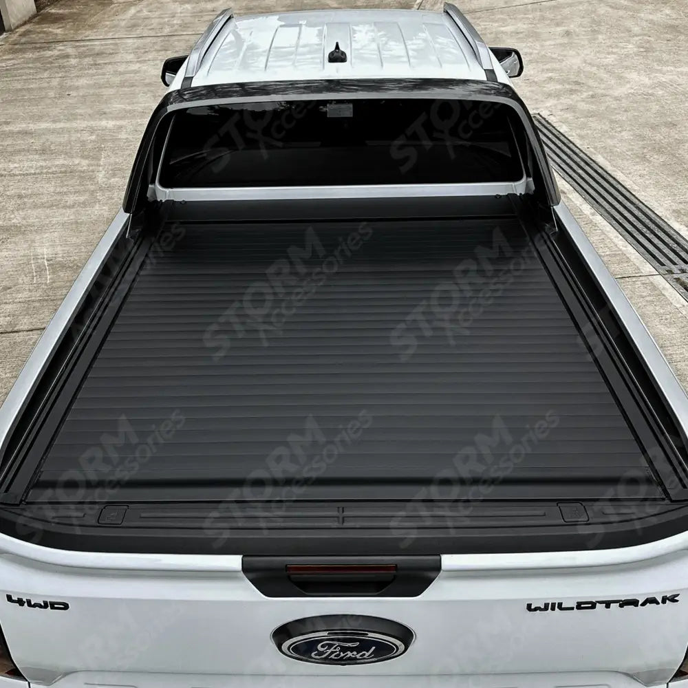 Ridgeback Auto Electric Roll Top Cover In Black For Ford Ranger T9 Wildtrak & Vw Amarok Double Cab 2023 On