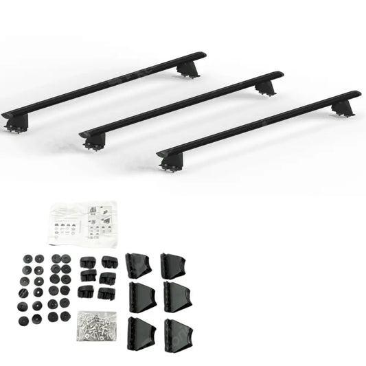 Ridgerack Roof Rack Rails V2 3 Bars Style In Black For Ford Transit Custom 2012 - 2024