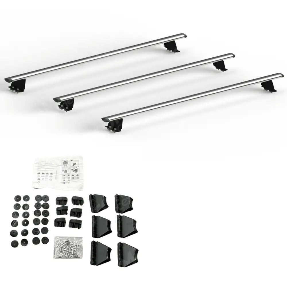 Ridgerack Roof Rack Rails V2 3 Bars Style In Silver For Ford Transit Custom 2012 - 2024