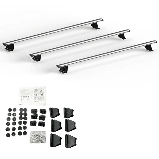 Ridgerack Roof Rack Rails V2 3 Bars Style In Silver For Ford Transit Custom 2012 - 2024
