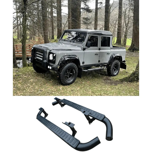 Running Boards Side Steps Pair Black For Land Rover Defender 110 STX Style
